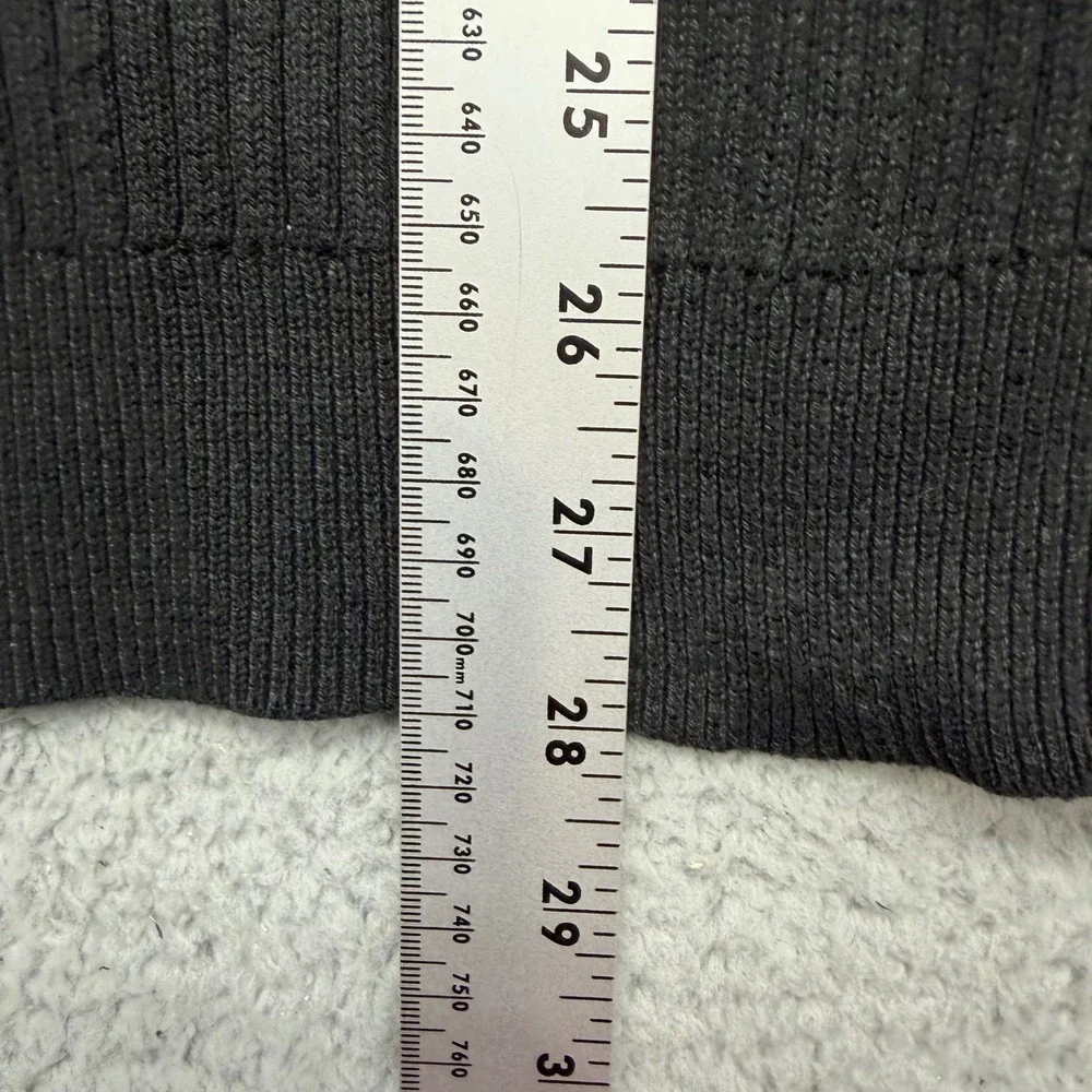 Express 400263 Mens Large Black Sweater Ribbed Knit Quarter Button Mock Neck